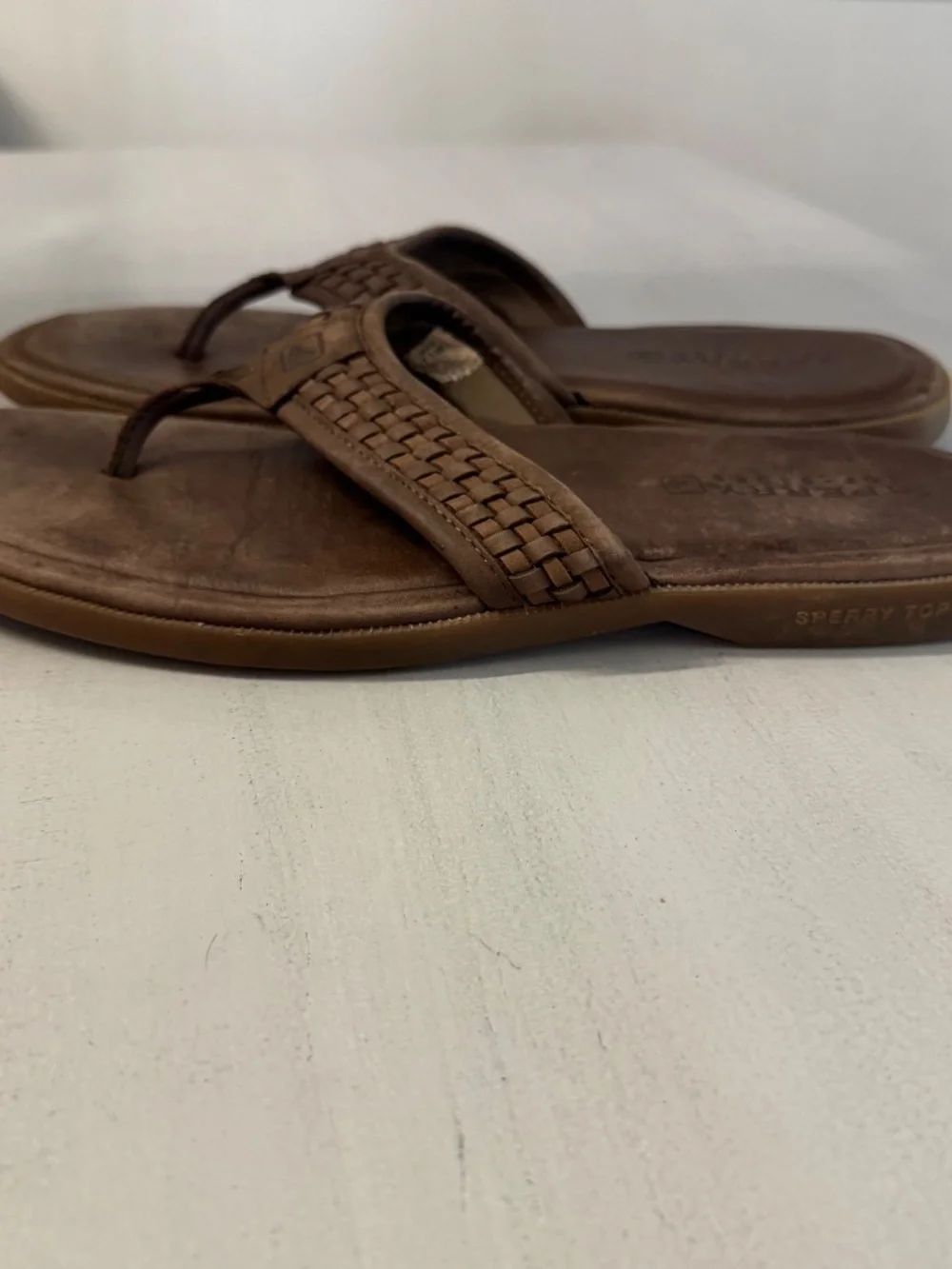 Sperry Top Sider Men's Brown Leather Slip-On Sandals Sz 13M GUC